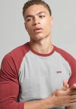 Superdry VINTAGE BASEBALL - Long Sleeved Top - Grey Marl Vintage Red Marl -Superdry Shop 56b6431daba34dc98d37d9e7b0ce0ede