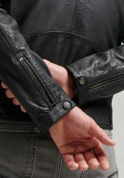Superdry BIKER JACKET - Leather Jacket - Black -Superdry Shop 56f16a74257d472ab72c25acd71e43cf