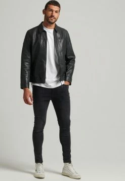 Superdry COACH - Leather Jacket - Black -Superdry Shop 57aa8be5d13a4746aed4496ffaa9a463