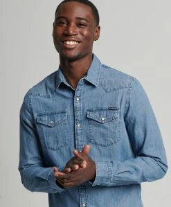 Superdry VINTAGE - Shirt - Light Wash