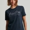 Superdry VINTAGE BOROUGH - Print T-shirt - Eclipse Navy