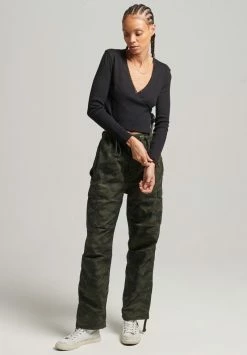 Superdry WRAP OVER - Long Sleeved Top - Black