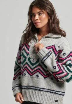 Superdry VINTAGE JACQUARD - Jumper - Grey Marl Jacquard