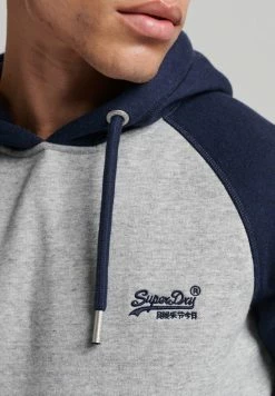 Superdry VINTAGE LOGO BASEBALL - Hoodie - Athletic Grey Marl Rich Navy Marl -Superdry Shop 5a54610aa1f942dbb31b3c2f0e76a05c