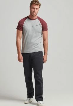 Superdry VINTAGE BASEBALL - Print T-shirt - Grey Marl Vintage, Red Marl