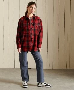 Superdry CHECK - Button-down Blouse - Red Check