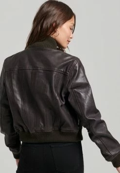Superdry COLLAR - Faux Leather Jacket - Chocolate Brown -Superdry Shop 5d482405589643599ffcc9695f8f3bae