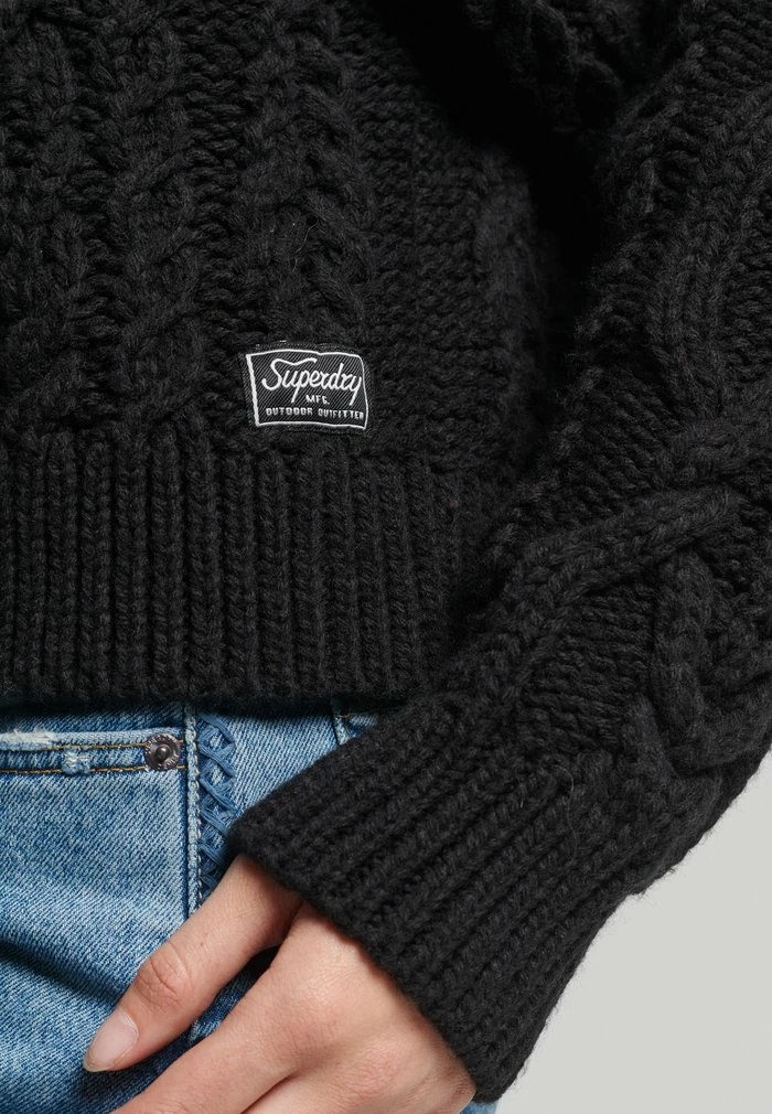 Superdry VINTAGE HIGH NECK - Jumper - Black 4 Superdry VINTAGE HIGH NECK - Jumper - Black - Image 4