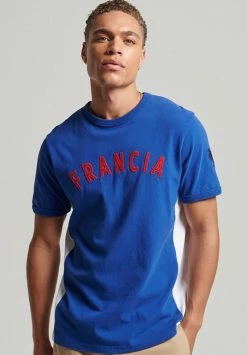 Superdry RINGSPUN FOOTBALL FRANCE - Print T-shirt - Regal Blue