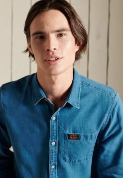 Superdry WORKWEAR - Shirt - Textured Indigo Dobby -Superdry Shop 5e43def7281d4d889fc0f0601ff06caa