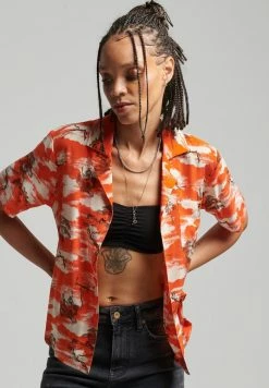 Superdry VINTAGE REVERE - Button-down Blouse - Red Clouds -Superdry Shop 5e6b4ee624e84881becbfab530267fe9