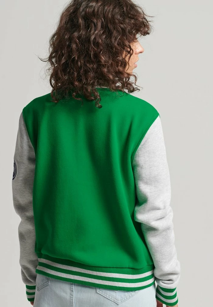 Superdry VINTAGE VARSITY - Bomber Jacket - Botanical Green Glacier Grey Marl 2 Superdry VINTAGE VARSITY - Bomber Jacket - Botanical Green Glacier Grey Marl - Image 2