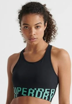 Superdry TRAINING CORE CROSS - Bustier - Black Hot Mint