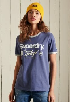 Superdry CORE LOGO AMERICAN CLASSICS RINGER - Print T-shirt - Soft Navy -Superdry Shop 5fa057ff79624ac4bc3aa72f2a35c381