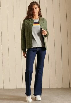 Superdry CALI STRIPE - Long Sleeved Top - Light Grey Marl