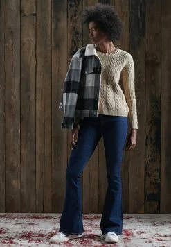 Superdry DROPPED SHOULDER CABLE CREW NECK - Jumper - Mid Caramel Twist