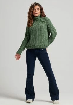 Superdry SLOUCHY STITCH ROLL NECK - Jumper - Dark Sage Marl -Superdry Shop 60433fe167d64e079840a182c13e27ad