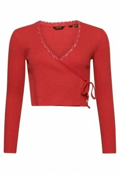 Superdry WRAP OVER - Long Sleeved Top - Papaya Red Marl -Superdry Shop 60857f0943b747f983aa3b4076839e44