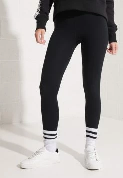 Superdry Leggings - Trousers - Black/white