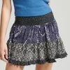 Superdry A-line Skirt - Indigo Black Block Print