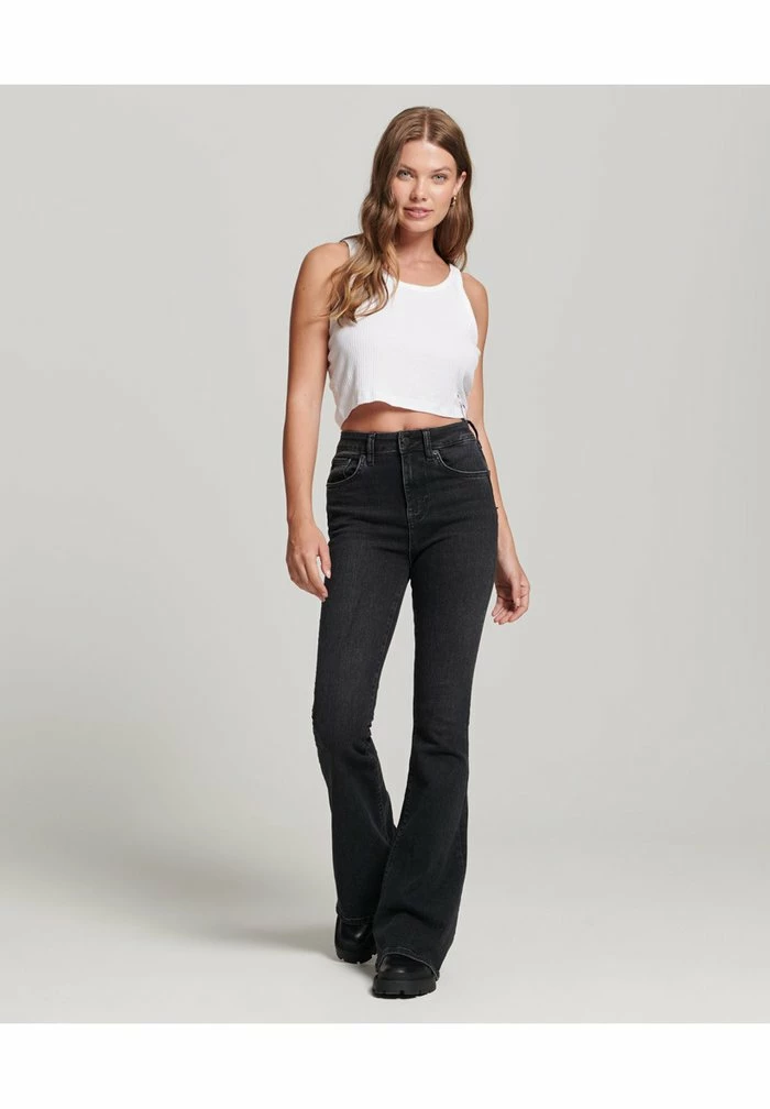 Superdry Flared Jeans - Dark Grey Wash 2 Superdry Flared Jeans - Dark Grey Wash - Image 2