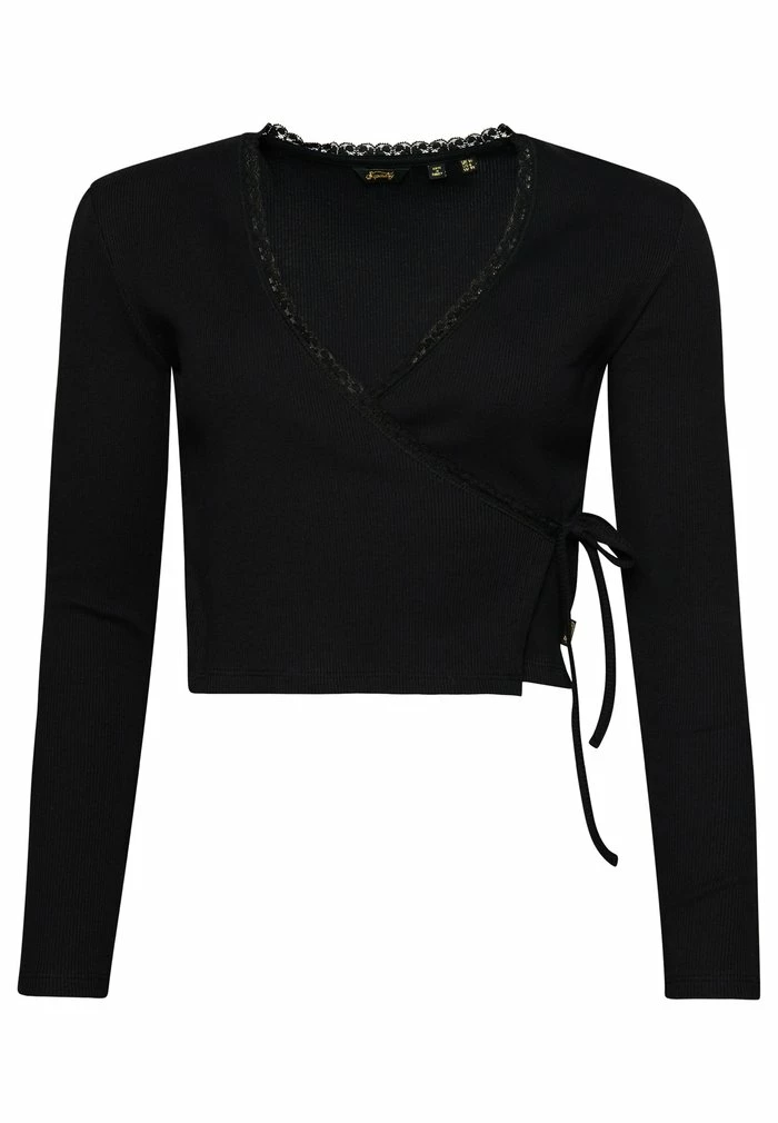 Superdry WRAP OVER - Long Sleeved Top - Black 5 Superdry WRAP OVER - Long Sleeved Top - Black - Image 5