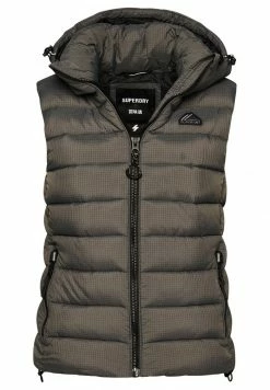Superdry CLASSIC - Waistcoat - Football Grid Charcoal -Superdry Shop 627fb10251b04b53831af074146c3461