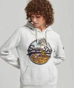 Superdry VINTAGE NARRATIVE - Hoodie - Glacier Grey Marl
