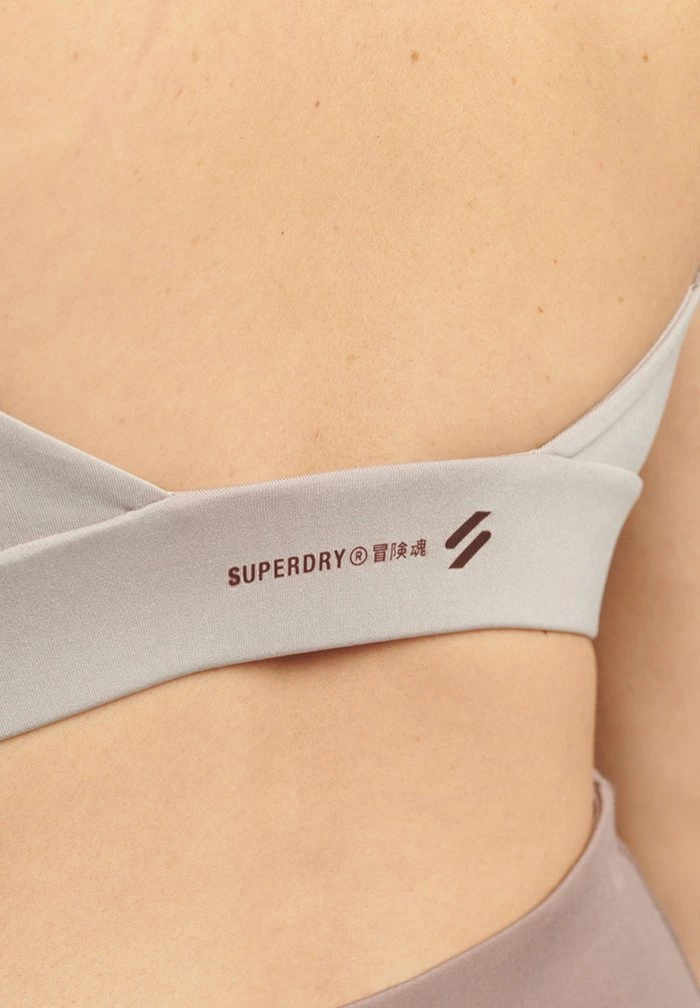 Superdry SPORT FLEX OPEN BACK CROP - Bustier - Warm Grey 2 Superdry SPORT FLEX OPEN BACK CROP - Bustier - Warm Grey - Image 2