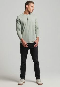 Superdry HENLEY - Long Sleeved Top - Slate Grey