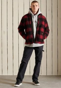 Superdry WORKWEAR - Fleece Jacket - Black/red