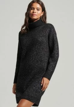 Superdry ROLL NECK - Jumper Dress - Black Metallic -Superdry Shop 63b780f3d12a4f65b52d2879b4ce45a6