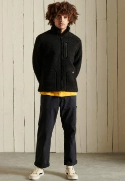 Superdry WORKWEAR - Fleece Jacket - Bison Black/deep Ruby