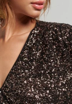 Superdry SLEEVED - Cocktail Dress / Party Dress - Bronze Mega Sequin -Superdry Shop 6471826ddae742cf9c87823b46632df5