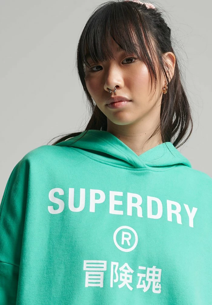 Superdry CROP BOX - Hoodie - Tropical Green 1 Superdry CROP BOX - Hoodie - Tropical Green