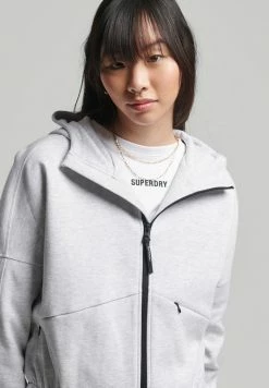 Superdry CODE TECH HUPPARI - Zip-up Sweatshirt - Cadet Grey Marl