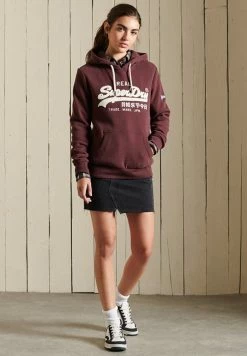 Superdry VINTAGE LOGO - Hoodie - Rich Deep Burgundy