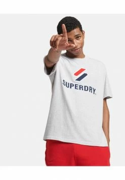 Superdry Print T-shirt - Cadet Grey Marl