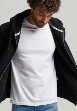 Superdry BORG - Zip-up Sweatshirt - Black -Superdry Shop 6706634b84c94a968cf385c9aedb875d