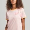 Superdry RINGER - Print T-shirt - Flamingo Marl Ochre Marl