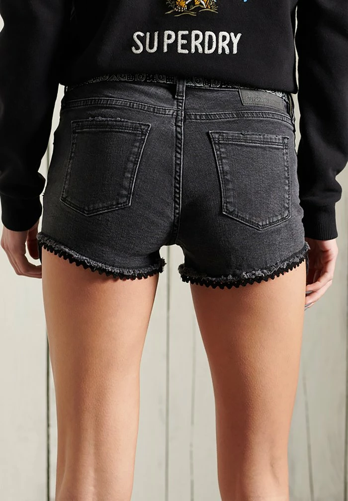 Superdry HOT - Denim Shorts - Wolcott Black Stone Destroy 2 Superdry HOT - Denim Shorts - Wolcott Black Stone Destroy - Image 2