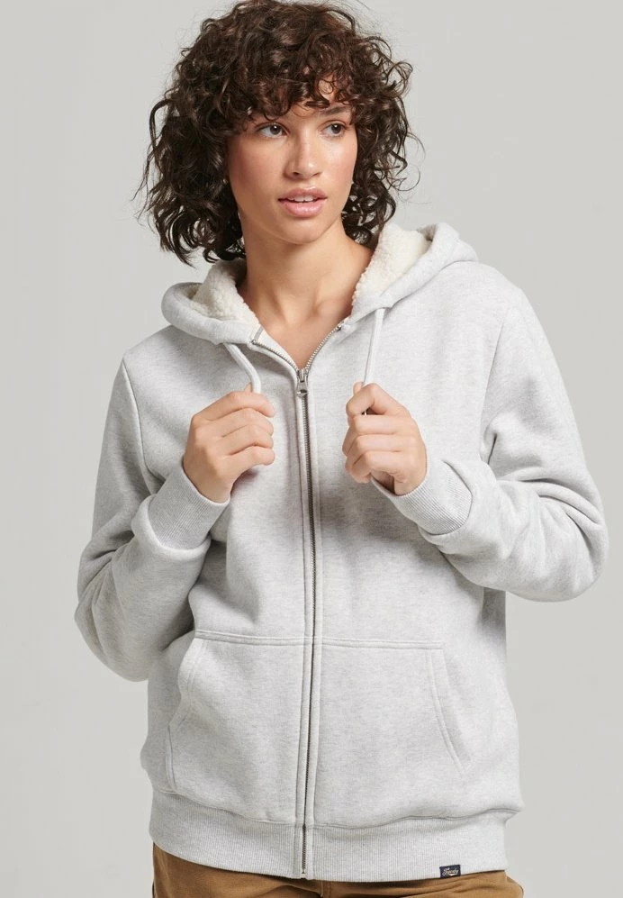 Superdry ESSENTIAL BORG - Zip-up Sweatshirt - Glacier Grey Marl 1 Superdry ESSENTIAL BORG - Zip-up Sweatshirt - Glacier Grey Marl