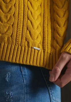 Superdry DROPPED SHOULDER CABLE CREW NECK - Jumper - Boston Yellow -Superdry Shop 6932d0c6901d4a3180eef3407a118437