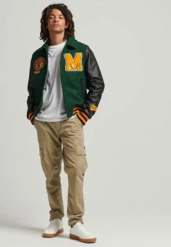 Superdry COLLEGE VARSITY PATCH - Bomber Jacket - Enamel Green