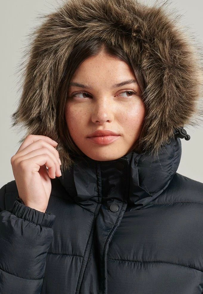 Superdry LONGLINE PUFFER - Winter Coat - Jet Black 3 Superdry LONGLINE PUFFER - Winter Coat - Jet Black - Image 3