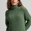 Superdry SLOUCHY STITCH ROLL NECK - Jumper - Dark Sage Marl