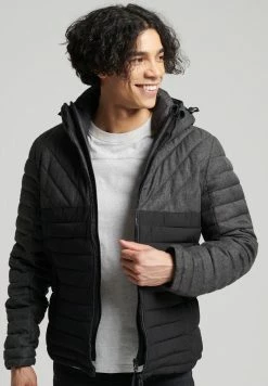 Superdry TWEED MIX FUJI - Winter Jacket - Charcoal Herringbone