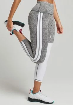 Superdry TRAINING GRAPHIC - Leggings - Trousers - Grey Marl