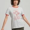 Superdry RINGER - Print T-shirt - Clouded Marl Rosso Marl