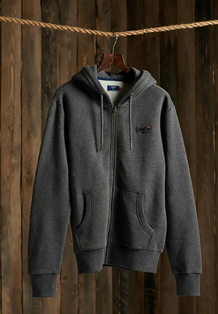Superdry CLASSIC ZIPHOOD - Zip-up Sweatshirt - Dark Marl 1 Superdry CLASSIC ZIPHOOD - Zip-up Sweatshirt - Dark Marl